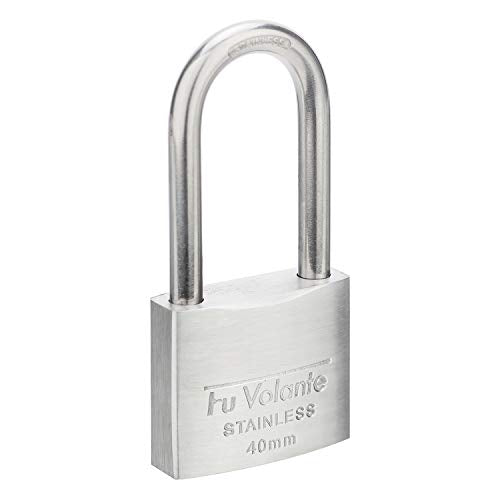 Stainless Steel Padlock, 304 Marine Series, Weatherproof & Rustproof Padlock for Outdoor use, 1-9/16 inch Wide, Long Shackle, Stainless Steel Body & Shackle - color: FUPS140L