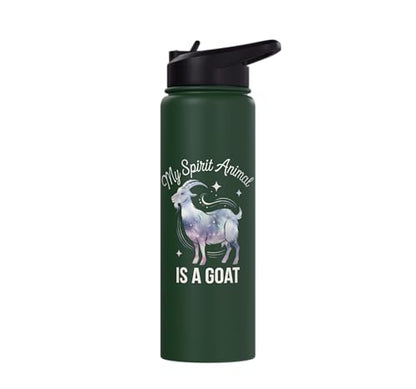 My Spirit Animal Is A Coat Cute Coat Pygmy Goat Farmer Stainless Steel Insulated Water Bottle - color: Dark Green