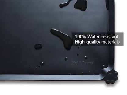 Hoki Found L Silicone Non Slip Pet Dog Cat Bowl Mats - Placemat, Waterproof Food Mats for Carpet - Black - color: Black, size: 22" x 14"
