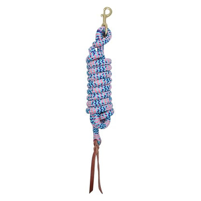 Weaver Equine 10' Horse Cowboy Lead Rope with Brass Snap - color: Turquoise/Purple/Diva Pink
