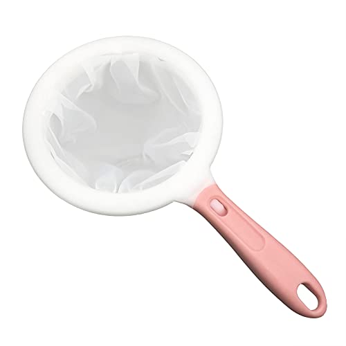 2 IN 1 Mesh Filter Colander 120 Mesh Nylon Sieve Strainer Kitchen Kit for Filtering Juice,Soybean Milk,Fruit Vinegar, Honey,Coffee,Oil,Boiled Water,Wine with Detachable Handle - color: 120Mesh Pink Handle