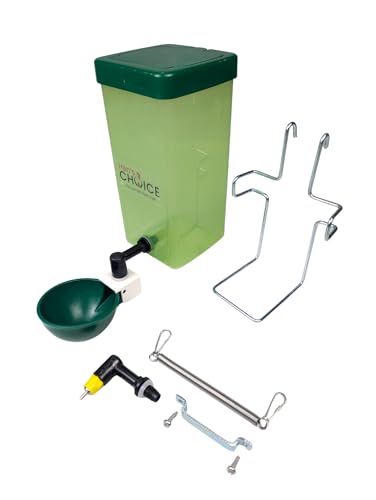 Hen's Choice™ 1L (32 oz) Drinker W/Cup, Nipple, & Wire Bracket for Chicks & Small Animals, Chicken Waterer, Green - color: Green/White, size: 1 Liter