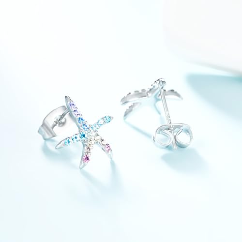 Cat Dinosaur Dragon Horse Stud Earrings for Women,Animal Wolf Sloth Fox LLama Butterfly Earrings Gifts Jewelry - color: Stud Starfish