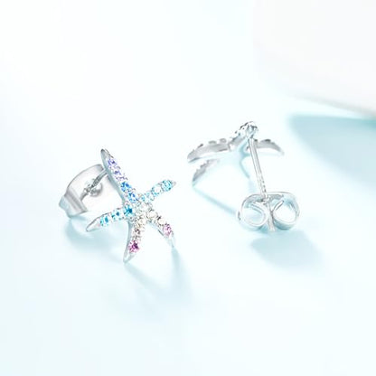 Cat Dinosaur Dragon Horse Stud Earrings for Women,Animal Wolf Sloth Fox LLama Butterfly Earrings Gifts Jewelry - color: Stud Starfish