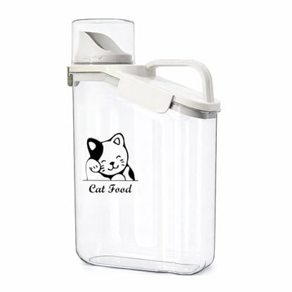 Pet Food Storage Container with Measuring Cup and Pour Spout - Airtight, Leakproof, Portable Pet Food Dispenser for Travel - 2.8L - color: CAT