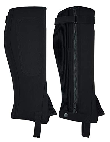 A&H Apparel Unisex Adult Amara Synthetic Equestrian Half Chaps Black Leather Half Chaps (Large) - size: Large