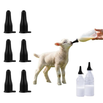 6-Pack Black Silicone Lamb & Goat Bottle Nipples, No Bottle Included | 6 black silicone nipples only; bottle not included; fits select soda/water bottles; check mouth size first