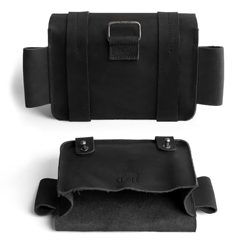 Hide & Drink, Empty First Aid Bag, Mini Medical Storage Pouch, Rectangular Bag for Survival Kit, Full Grain Leather, Handmade - color: Charcoal Black
