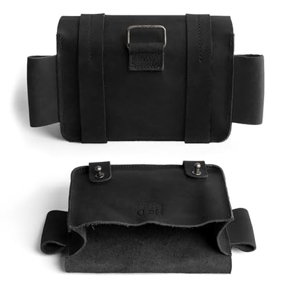 Hide & Drink, Empty First Aid Bag, Mini Medical Storage Pouch, Rectangular Bag for Survival Kit, Full Grain Leather, Handmade - color: Charcoal Black