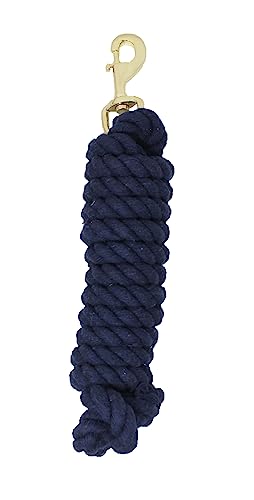 Horse 10' Soft Round Braided Cotton 5/8" Lead Rope with Brass Bolt Snap 605MI02NV - color: Navy/Brass