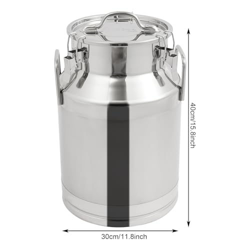 304 Stainless Steel Milk Can, 28L/7.4Gal Milk Bucket Wine Pail Sealed Bucket, Heavy Duty Storage Can Tote Jug with Sealed Lid for Liquid Storage - size: 28L/7.4Gal