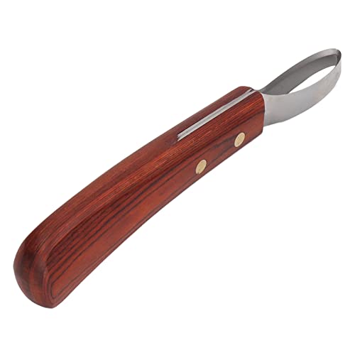 Hoof Knife for Horses, 7.68in Loop Horse Hoof Knife, Stainless Steel Hoof Trimming Knife, Multifunctional Farrier Tool with Ergonomic Rubberwood Handle for Horse Cattle