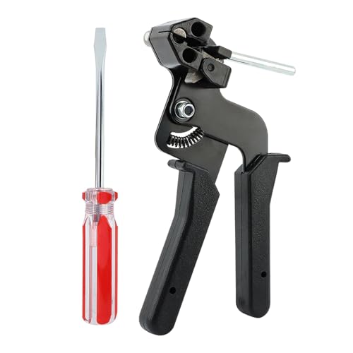 Metal Zip Ties Cutter, Stainless Steel Zip Tie Tightener Wrap Tool, Adjustable Fastening Cutting Self-locking Metal Ties with Free Release Tool for Fence Exhaust Pipe Outdoor