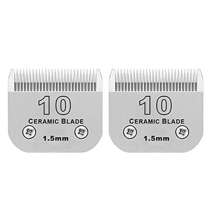 10# Grooming Ceramic Pet Clipper Blades Compatible with Andis & Oster A5 - color: Silver, size: 10# 1.5mm (2 Pack)