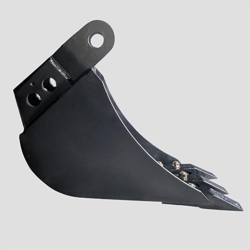 Titan Attachments Fronthoe Bucket Fits Mini Skid Steer Fronthoe Backhoe Excavator, Bolt-on Forged Carbon Steel Teeth, Drainage Holes - size: Bucket Size: 10"