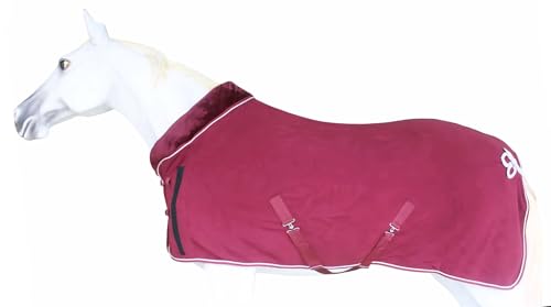 Challenger Horse Soft Fleece Cooler Contoured Exercise Blanket Liner Sheet Wicks 43MI03BG - color: Burgundy, size: 72 inches