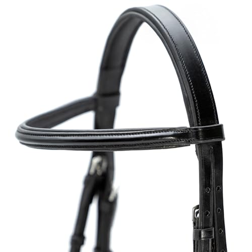 Jeffers Uniquely English Leather Horse Bridle with Reins, Padded Crown, Adjustable Noseband, English Bridle Tack for Hunter, Jumping, Dressage, Riding - size: Full