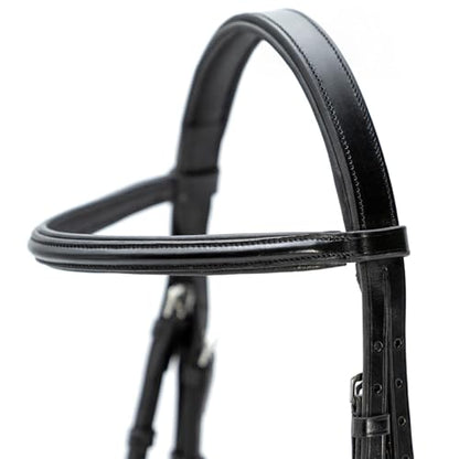 Jeffers Uniquely English Leather Horse Bridle with Reins, Padded Crown, Adjustable Noseband, English Bridle Tack for Hunter, Jumping, Dressage, Riding - size: Oversize