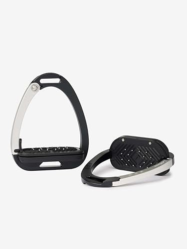 LeMieux Vector Control Stirrup - New Generation - Spring Loaded Hinged Arm - Cross Track Grip Surface - color: Black/Aluminium