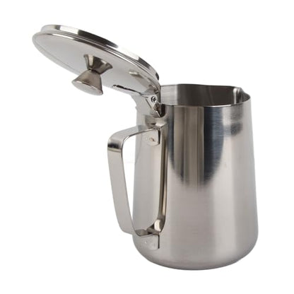 Ejoyous Stainless Steel Milk Frothing Pitcher, Coffee Cup Mug Milk Frothing Pitcher Jug with Lid for Latte Coffee Art Office Kitchen (1000ML)
