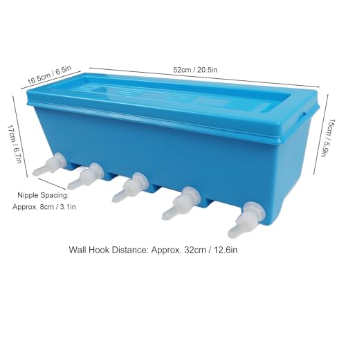 Sorandy Silicone Lamb Drink Feeder, Farm Livestock Breeding Feeder, Vertical Type Calf Feeding Bottle with 5 Nipples Wall Mounted 8L Livestock Milk Feeding Bucket for Nursing Animal Lamb