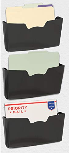 Simple Houseware Single Pocket Wall Mount for Hanging File Holder, 3 Packs, Black - color: Black, size: 3 Pack