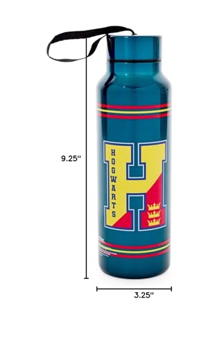 Silver Buffalo Harry Potter Crest, Stainless Steel Water Bottle, 27oz | Hogwarts School, Includes Strap, 0.8 Liters - color: Harry Potter, size: 27 Ounces