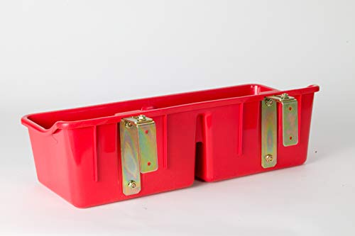 Little Giant® Portable Feeder with Divider | Livestock Feeder | Heavy Duty Mountable Feeding Trough for Livestock & Pets | Made in USA | 16 Quarts | Red - color: Red