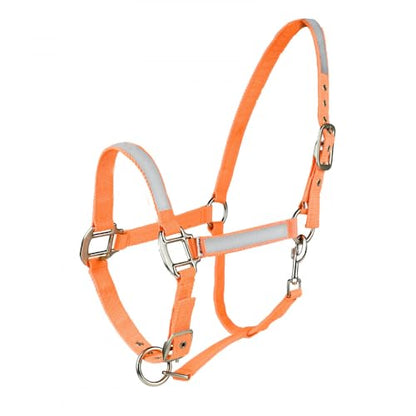 HORZE High-Visibility Adjustable Reflective Horse Halter for Nighttime Horseback Riding - Orange - Pony - size: Pony