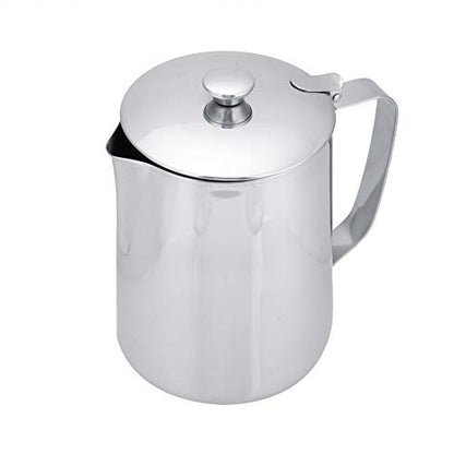 Commercial Grade Stainless Steel Coffee Steaming Pitcher Milk Frothing Cup Jug with Lid (350mL) - size: 11.8 Ounces