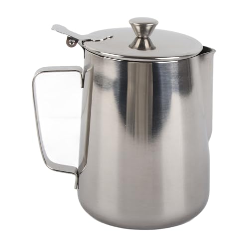 Ejoyous Stainless Steel Milk Frothing Pitcher, Coffee Cup Mug Milk Frothing Pitcher Jug with Lid for Latte Coffee Art Office Kitchen (1000ML)
