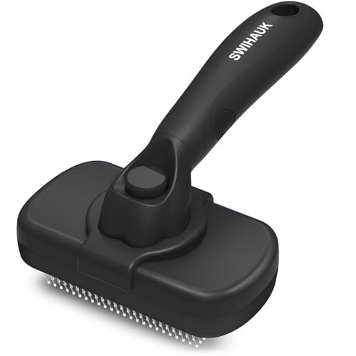 Swihauk Self Cleaning Slicker Brush for Dogs & Cats - Skin Friendly Deshedding and Grooming Brush for Haired Pets, Pet Supplies Accessory, Black - color: Black