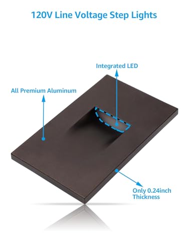 LEONLITE 6-Pack 3CCT 120V LED Step Lights, Vertical, Oil Rubbed Bronze - color: Oil-Rubbed Bronze, size: 2.87 Inch