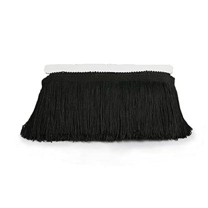 Chainette Fringe Trim 5 Yard x 4 Inches Fabric Tassel Trims - color: Black, size: 4"-5Yards/R