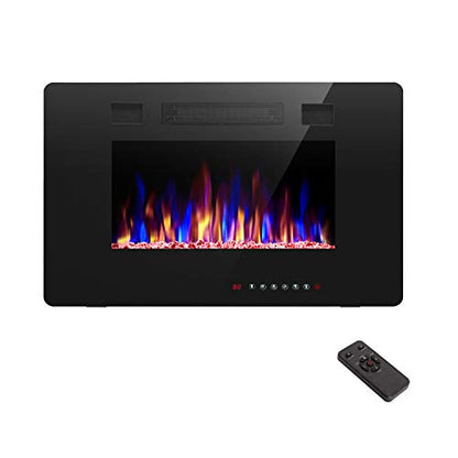 R.W.FLAME 30 inch Recessed and Wall Mounted Electric Fireplace, Low Noise,Fit for 2 x 4 and 2 x 6 Stud, Remote Control with Timer,Touch Screen,Adjustable Flame Color and Speed, 750-1500W - size: 30"
