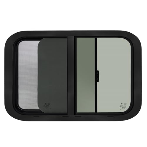30"W x 20"H RV Windows for Cargo Trailer Camper,Tinted Horizontal Sliding - size: 30"W x 20"H