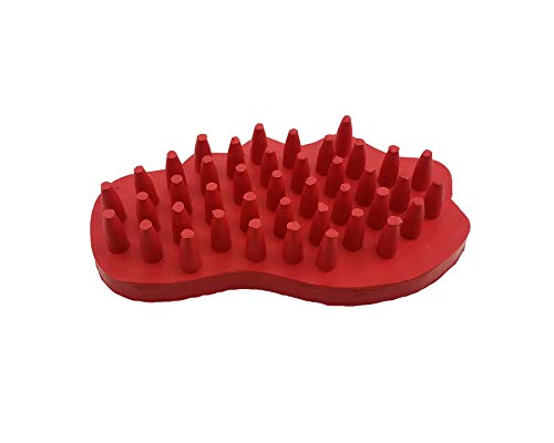 Grewal Equestrian Snuggy Clean Large Teeth Rubber Groomer Curry (Red) - color: Red