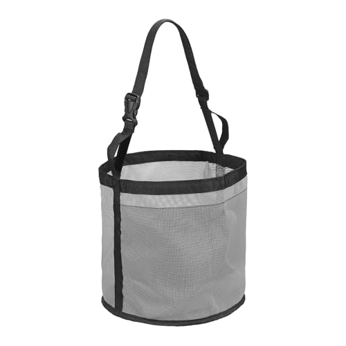 Horse Feed Bag, Horse Muzzle Hay Bags with Adjustable Strap Nylon Mesh Waterproof Bottom Grain Horses Bag, (Gray, L,1 Pcs), Intended for Feeding Grain/Powder/Hay - color: Gray, size: L