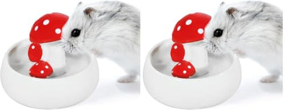Niteangel Hamster Feeding & Water Bowls- Mushroom Ceramics Series Food Dish Feeding Bowls for Dwarf Syrian Hamsters Gerbils Mice Rats or Other Similar-Sized Small Pets (Water Bowl) (Pack of 2) - size: Water Bottle (Pack of 2)