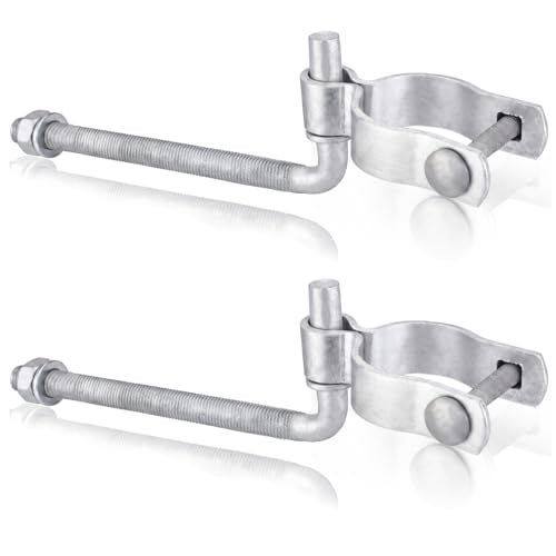 MorningRo 4 Pcs Farm Gate Hinges Kit 5/8" x 8" Chain Link Fence Gate Post Hinge in Zinc Plated with 5/8" x 2" Wood Post Lag Screw with Nuts & Washers Heavy-Duty Rust-Resistant Outdoor Ranch Mount