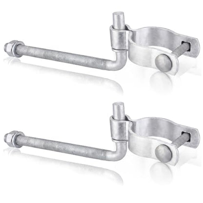 MorningRo 4 Pcs Farm Gate Hinges Kit 5/8" x 8" Chain Link Fence Gate Post Hinge in Zinc Plated with 5/8" x 2" Wood Post Lag Screw with Nuts & Washers Heavy-Duty Rust-Resistant Outdoor Ranch Mount