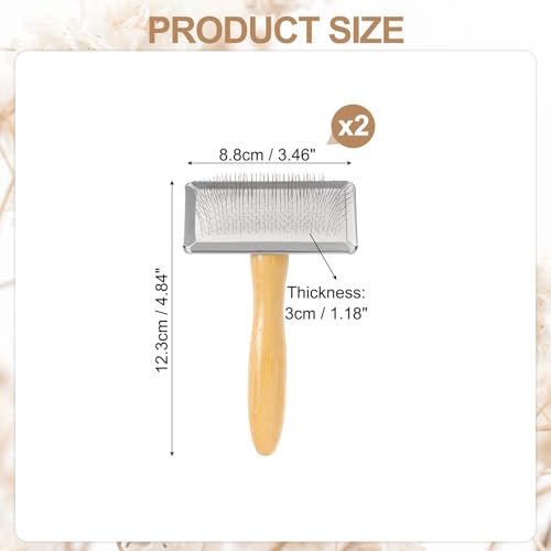 MECCANIXITY 2 Pcs Wool Carder, Hand Carding Brush 2 Medium Wooden Pet Grooming Tool for Needle Felting Pet Grooming Weaving Craft Supplies, Silver, Wood Color - style: 2 Medium