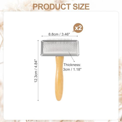 MECCANIXITY 2 Pcs Wool Carder, Hand Carding Brush 2 Medium Wooden Pet Grooming Tool for Needle Felting Pet Grooming Weaving Craft Supplies, Silver, Wood Color - style: 2 Medium