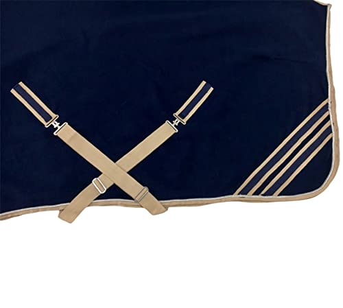 Majestic Ally Anti Pill Fleece Horse Blanket/Sheet with Silver Braided Rope (Navy, 76) - color: Navy, size: 76
