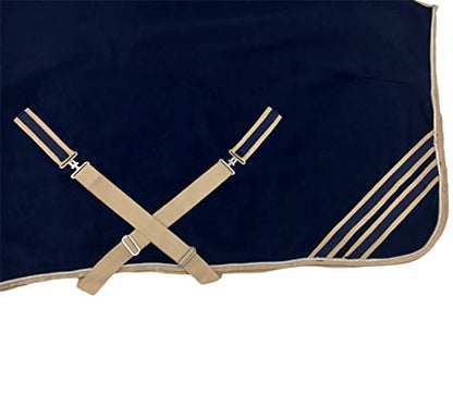 Majestic Ally Anti Pill Fleece Horse Blanket/Sheet with Silver Braided Rope (Navy, 76) - color: Navy, size: 76