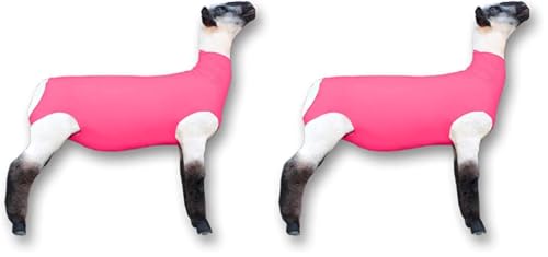 Show Pro Pink Spandex Lamb Tube for Show Sheep & Lamb - Show Livestock Supplies: Sheep Covers & Blankets (Medium) (Pack of 2) - size: Medium (Pack of 2)