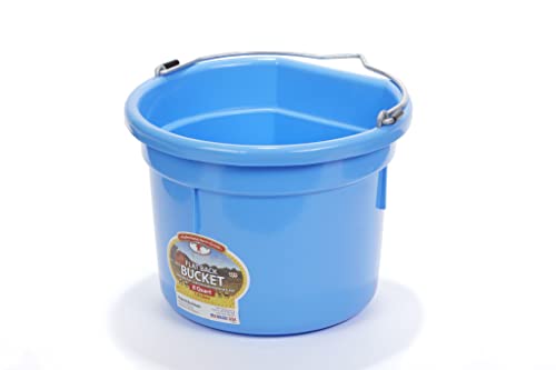Little Giant® Flat Back Plastic Animal Feed Bucket | Animal Feed Bucket with Metal Handle | Horse Stall Feeding and Watering Supplies (Berry Blue, 8 Quart) - color: Berry Blue, size: 8 Quart