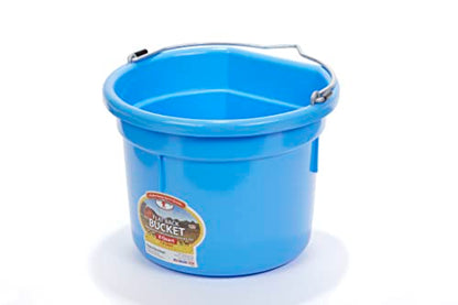 Little Giant® Flat Back Plastic Animal Feed Bucket | Animal Feed Bucket with Metal Handle | Horse Stall Feeding and Watering Supplies (Berry Blue, 8 Quart) - color: Berry Blue, size: 8 Quart