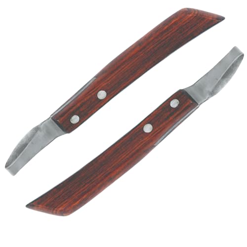 7 Inch Swiss Hoof Knife Double Edged – Stainless Steel Curved Blade Farrier Tool with Round Wooden Grip, Multipurpose Hoof Trimming Knife for Livestock. - style: Long Oval Hoof Knife