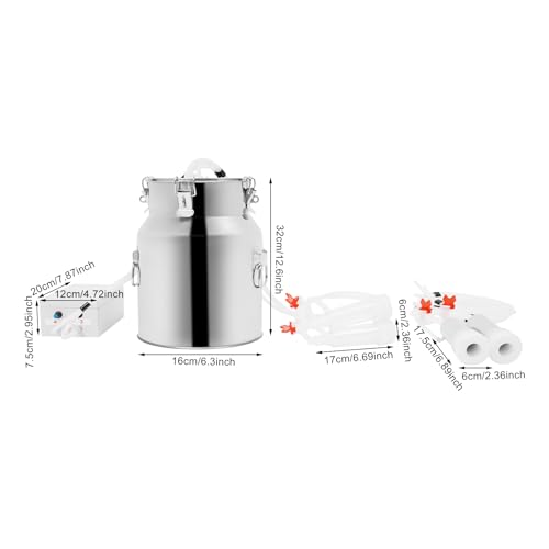 Miking Machine, 2in1 Electric Automatic Pulsation Vacuum Milker, 3/5/10/14l Portable Milker for Cows and Sheep (14 L) - size: 14 L
